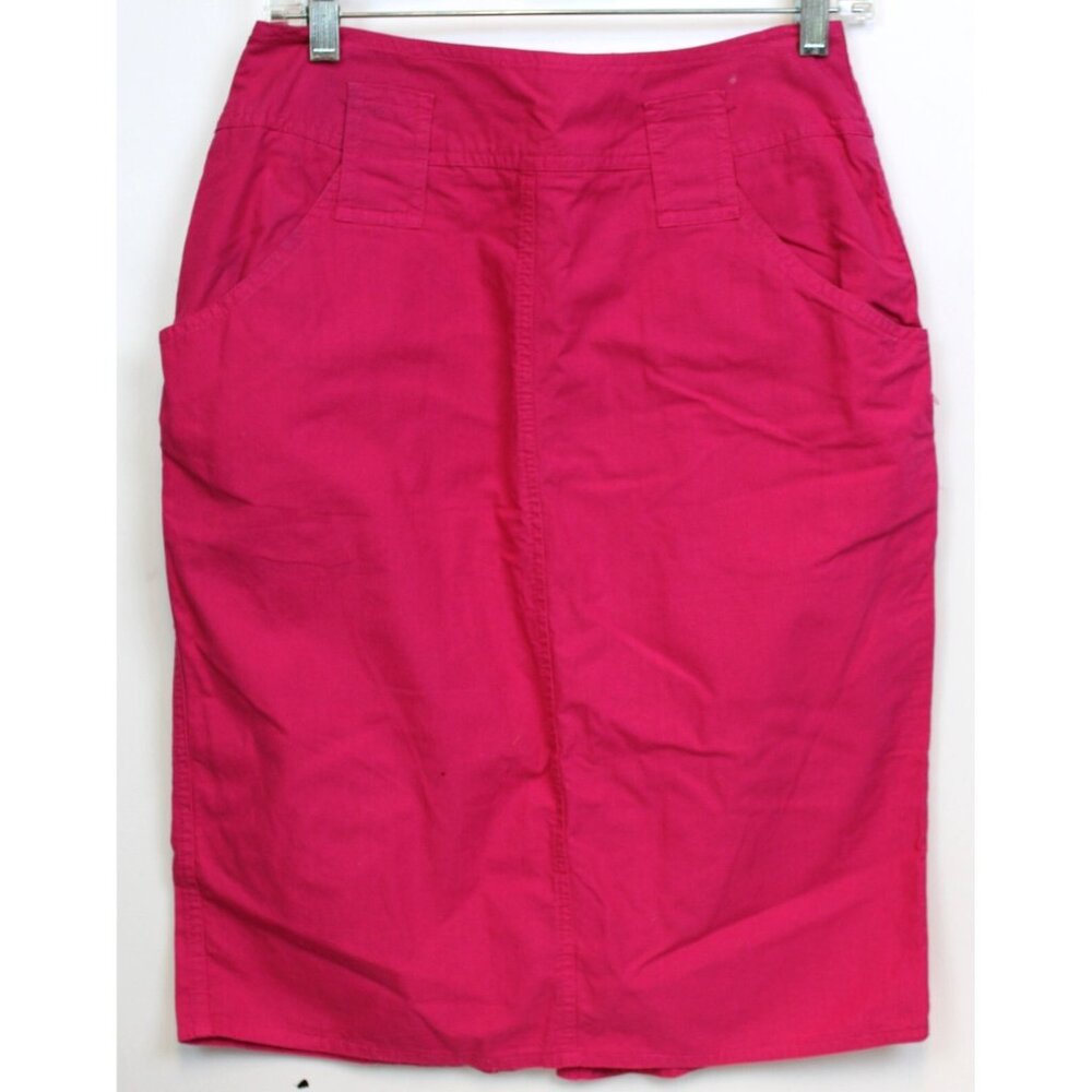 VTG 80s Alain Manoukian Pink Pencil Straight Skirt sz 12 40 Belt Loops Pockets
